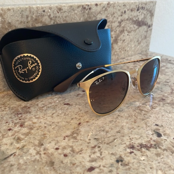 Ray Ban Erika Gold Metal Sunglasses - Picture 3 of 3